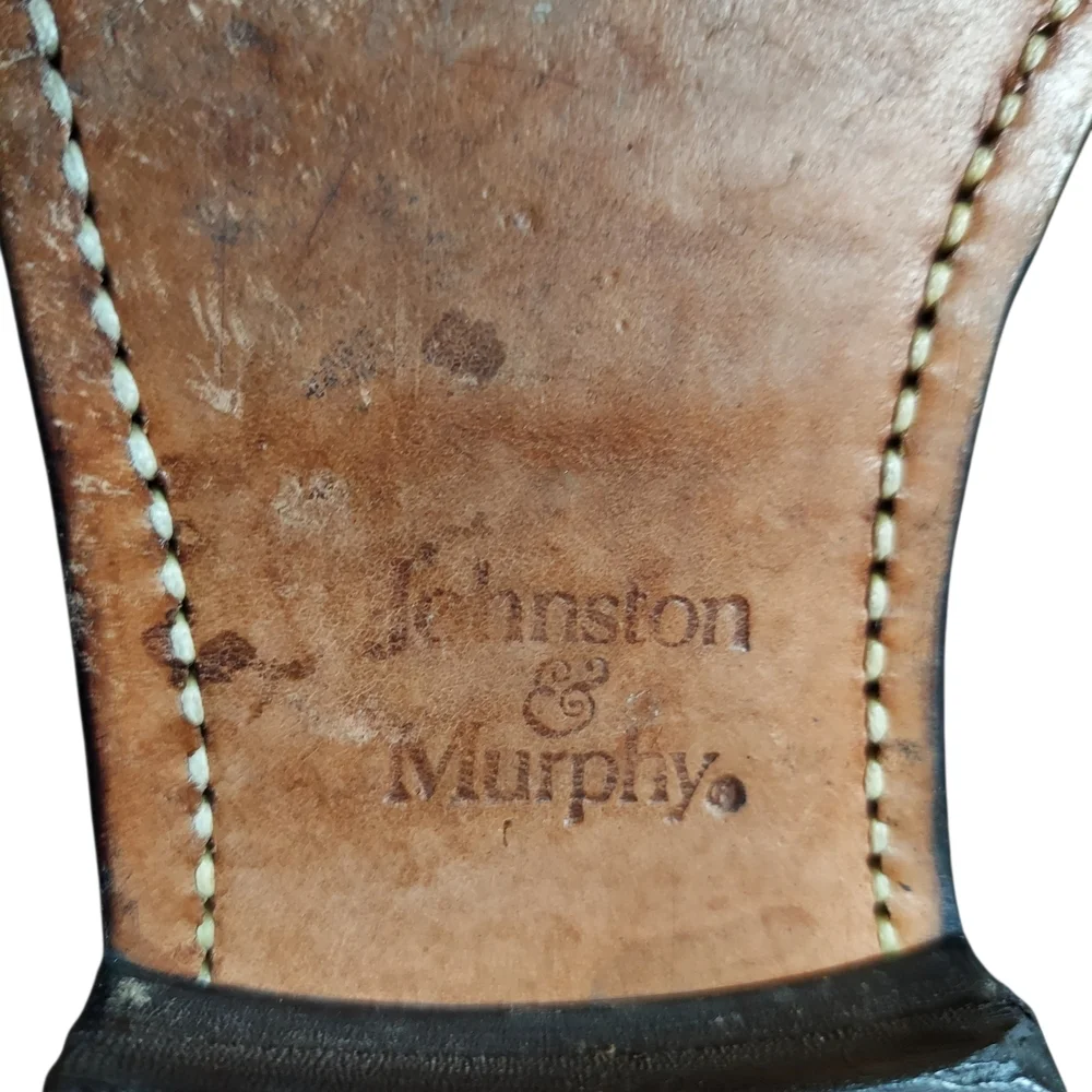 Johnston & Murphy Black Leather Aristocraft Vintage wingtip oxford dress shoes